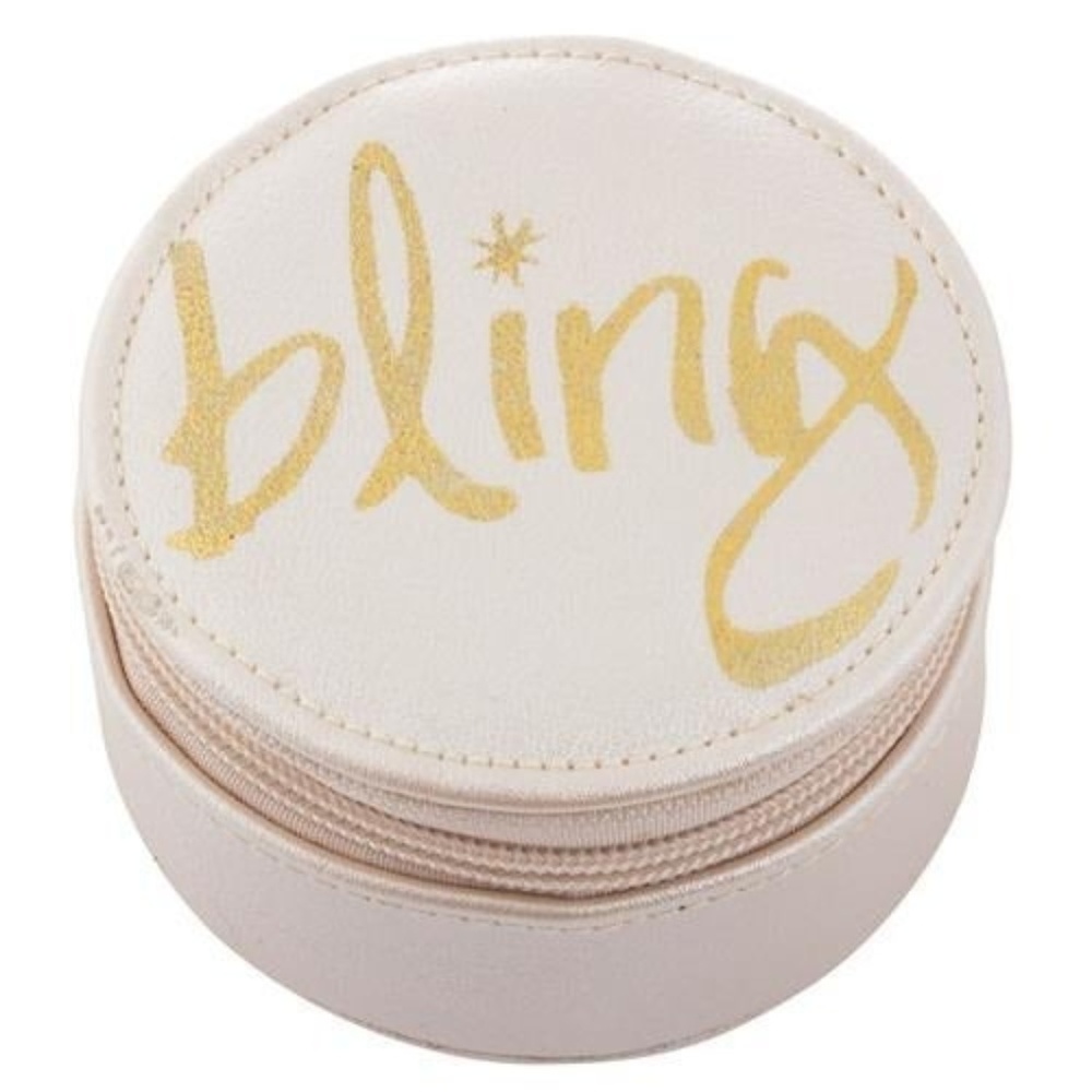 Small Round Vegan Leather Travel Make Up Case